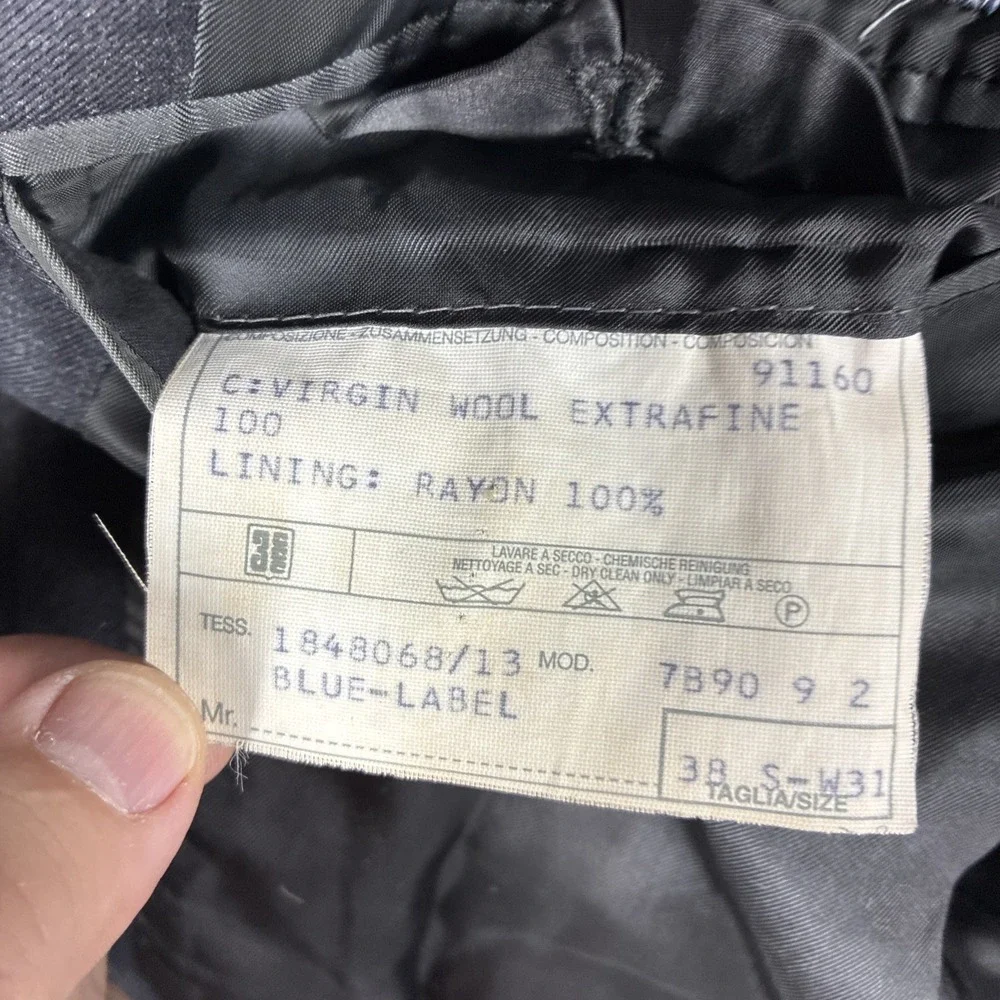 Vintage Polo Ralph Lauren Blue Label Three Button Black Blazer Made in Italy 38S